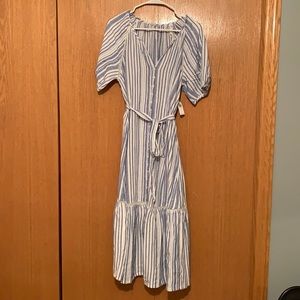Old Navy dobby-stripe tie belt shirt dress